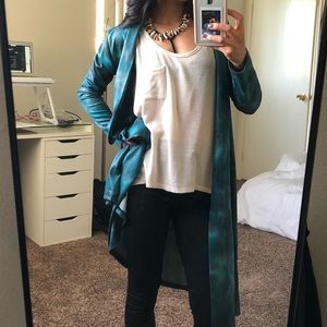 Long blue cardigan